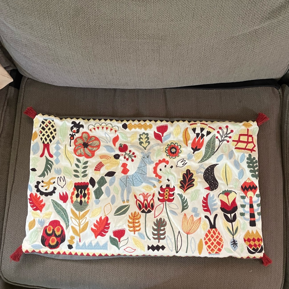 Ikea Rodarv Colorful Embroidered Throw Pillow Cover - Picture 2 of 4